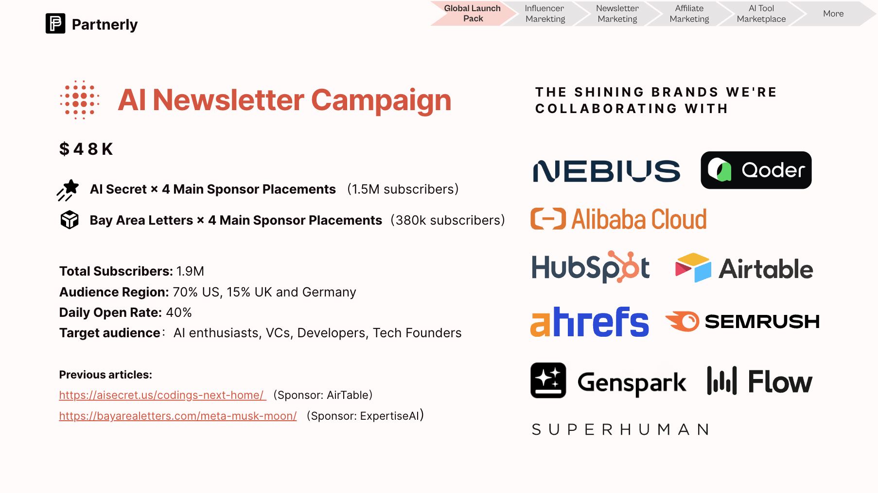 Partnerly AI Newsletter Campaign slide